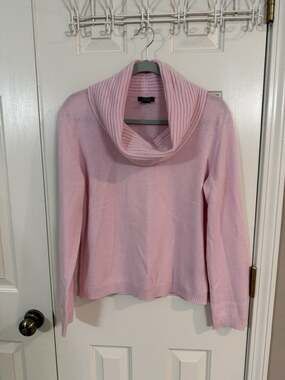 Prive Cashmere Sweater Pink Cowl Neck L 100% Cashmere Vintage